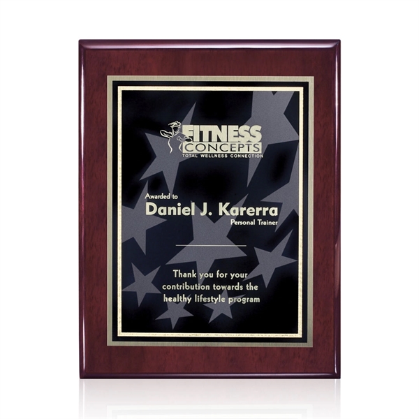 High gloss piano finish rosewood wall plaque with a solid brass... from ASI 84592 St Regis Group / St Regis