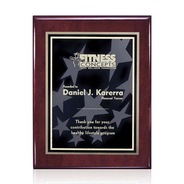 High gloss piano finish rosewood wall plaque with a solid brass... from ASI 84592 St Regis Group / St Regis