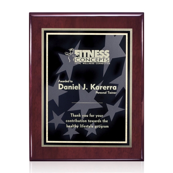 High gloss piano finish rosewood wall plaque with a solid brass... from ASI 84592 St Regis Group / St Regis