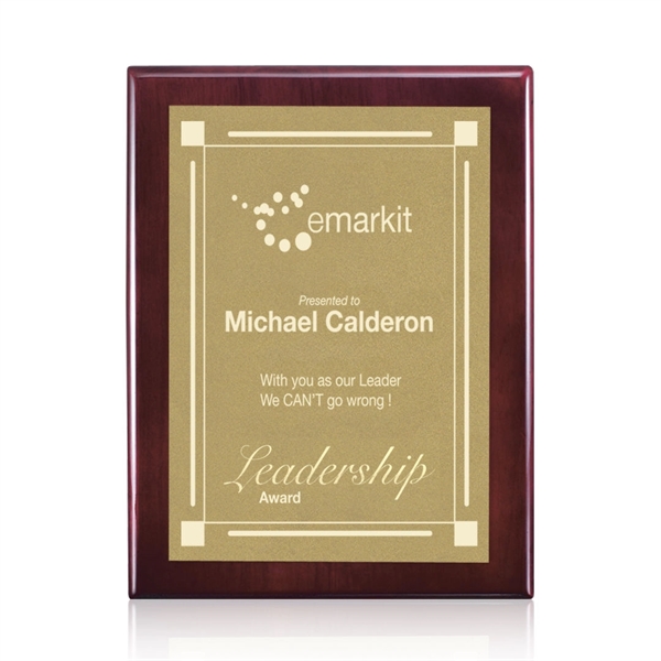 Rosewood wall plaque with mirror engraving on a gold satin plate.... from ASI 84592 St Regis Group / St Regis