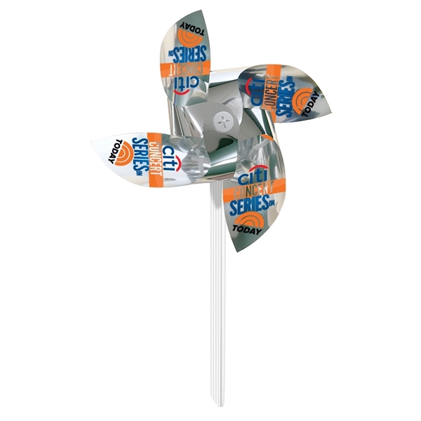 Silver Mylar Pinwheel with 4 straight propellers, approximately 7" diameter... from ASI 68207 MAC Specialties Ltd / Sport Products Sport Products Plus
