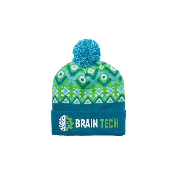 Jacquard 8" acrylic beanie with ability to add cuff and pom-pom.... from ASI 45657 Pop! Promos