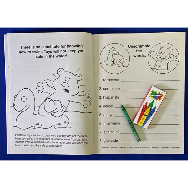 Pool Safety educational coloring and activity book fun pack.... from ASI 45815 Coloring Book Solutions / Coloring Book Solutions™