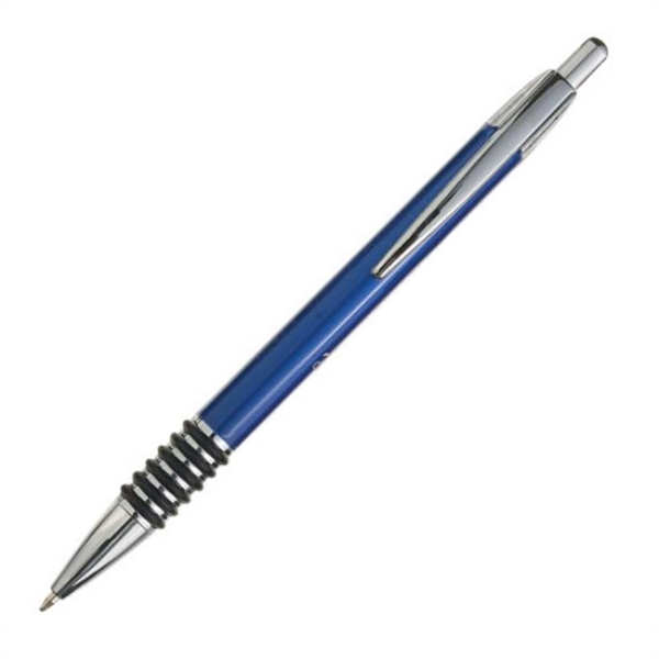 Aluminum click-action ballpoint pen with chrome trim and real rubber grip.... from ASI 84592 St Regis Group