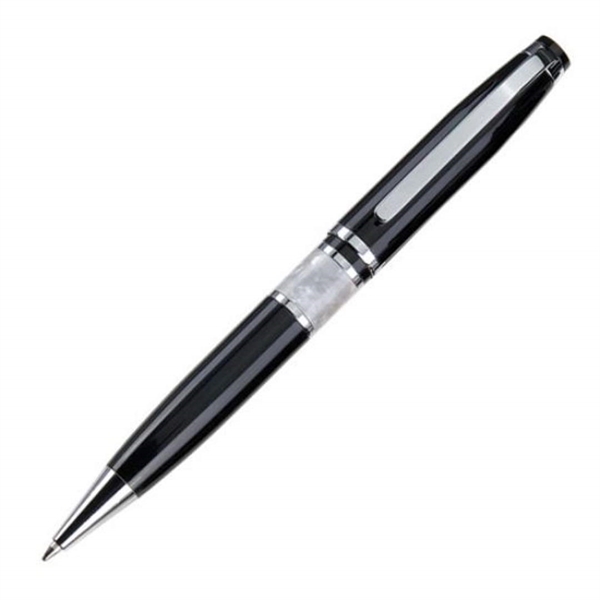 Metal twist-action ballpoint pen with chrome trim and marble accent... from ASI 84592 St Regis Group
