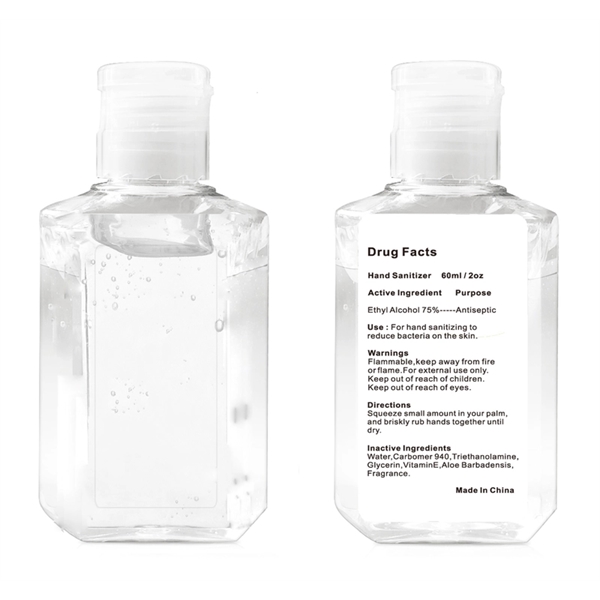 Two ounce plastic bottle of 75% alcohol hand sanitizer gel with... from ASI 37218 Athena Promo (tm)