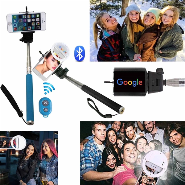 Selfie Ring Light + Selfie Stick + Bluetooth Remote Shutter.... from ASI 79909 Promotek