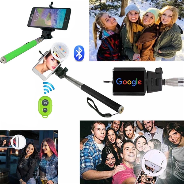 Selfie Ring Light + Selfie Stick + Bluetooth Remote Shutter.... from ASI 79909 Promotek