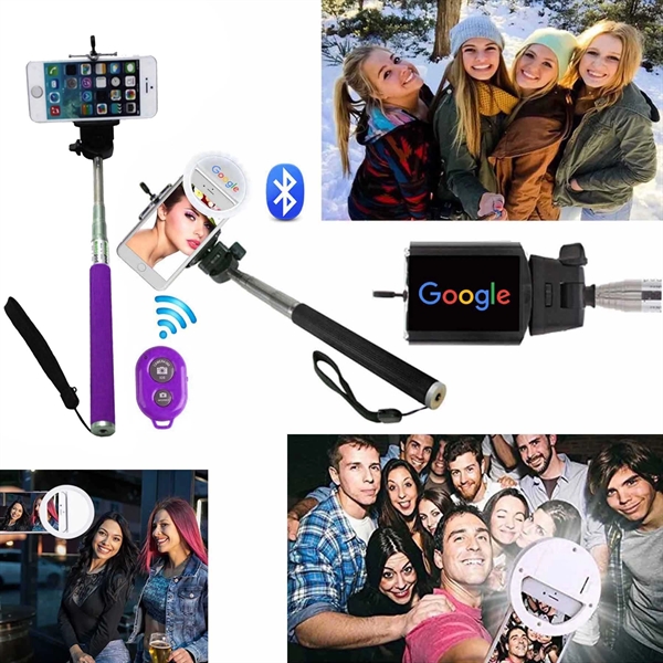 Selfie Ring Light + Selfie Stick + Bluetooth Remote Shutter.... from ASI 79909 Promotek