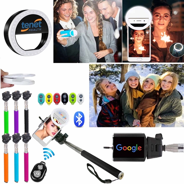 Selfie Ring Light + Selfie Stick + Bluetooth Remote Shutter... from ASI 79909 Promotek