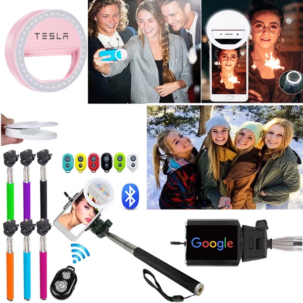 Selfie Ring Light + Selfie Stick + Bluetooth Remote Shutter... from ASI 79909 Promotek