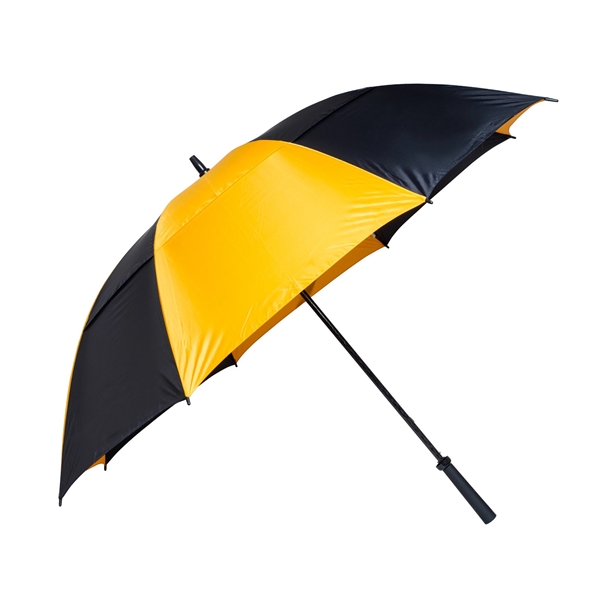Manual open golf umbrella with 62" arc, fiberglass frame, rubber handle... from ASI 76730 Peerless Umbrella Co Inc / Threads By Peerless