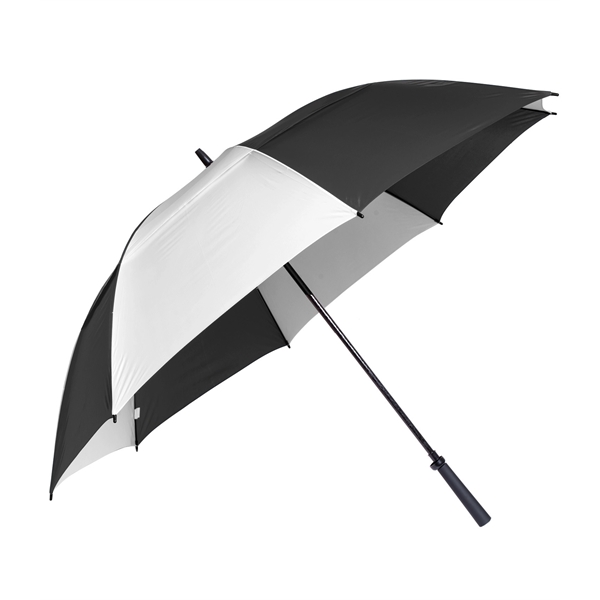 Manual open golf umbrella with 62" arc, fiberglass frame, rubber handle... from ASI 76730 Peerless Umbrella Co Inc / Threads By Peerless