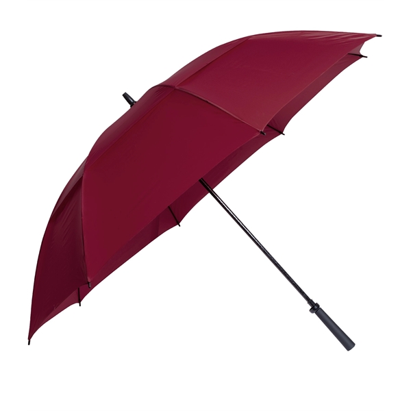Manual open golf umbrella with 62" arc, fiberglass frame, rubber handle... from ASI 76730 Peerless Umbrella Co Inc / Threads By Peerless