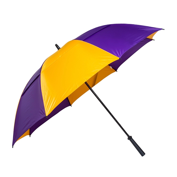 Manual open golf umbrella with 62" arc, fiberglass frame, rubber handle... from ASI 76730 Peerless Umbrella Co Inc / Threads By Peerless