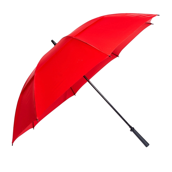 Manual open golf umbrella with 62" arc, fiberglass frame, rubber handle... from ASI 76730 Peerless Umbrella Co Inc / Threads By Peerless