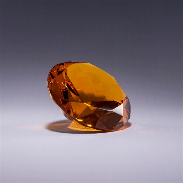 Diamond shaped paperweight made of pure optic crystal with deep etch... from ASI 62985 J. Charles / J. Charles