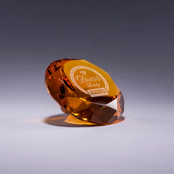 Diamond shaped paperweight made of pure optic crystal with deep etch... from ASI 62985 J. Charles / J. Charles