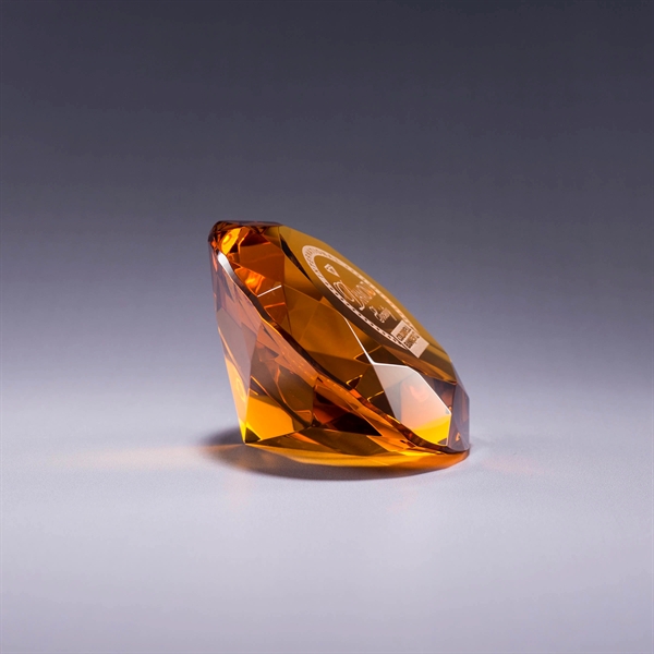 Diamond shaped paperweight made of pure optic crystal with deep etch... from ASI 62985 J. Charles / J. Charles