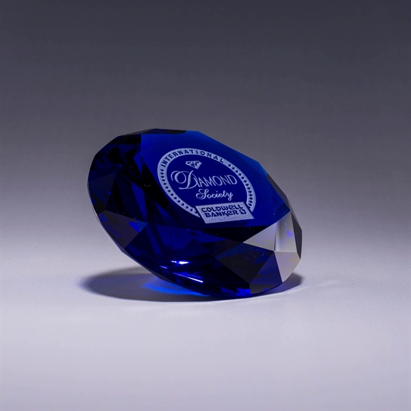 Diamond shaped paperweight made of pure optic crystal with deep etch... from ASI 62985 J. Charles / J. Charles