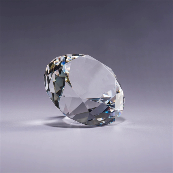Diamond shaped paperweight made of pure optic crystal with deep etch... from ASI 62985 J. Charles / J. Charles