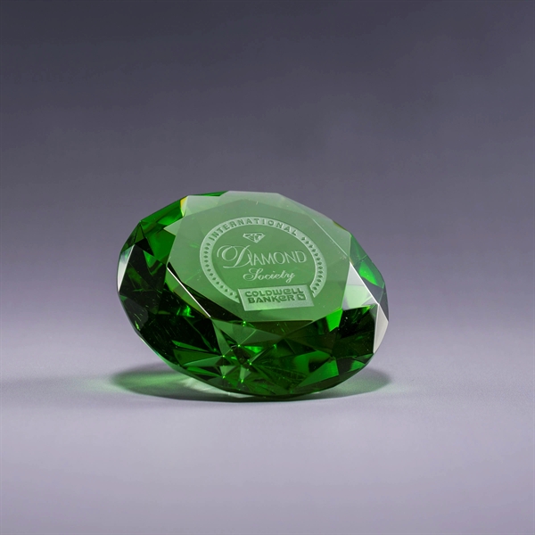Diamond shaped paperweight made of pure optic crystal with deep etch... from ASI 62985 J. Charles / J. Charles