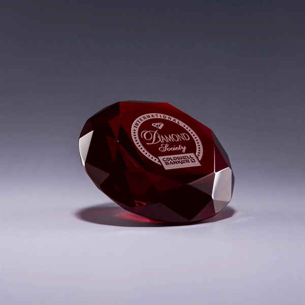 Diamond shaped paperweight made of pure optic crystal with deep etch... from ASI 62985 J. Charles / J. Charles