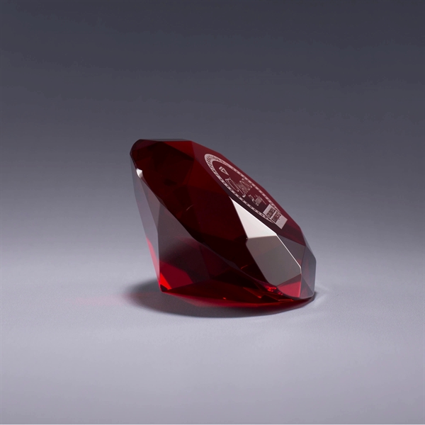 Diamond shaped paperweight made of pure optic crystal with deep etch... from ASI 62985 J. Charles / J. Charles