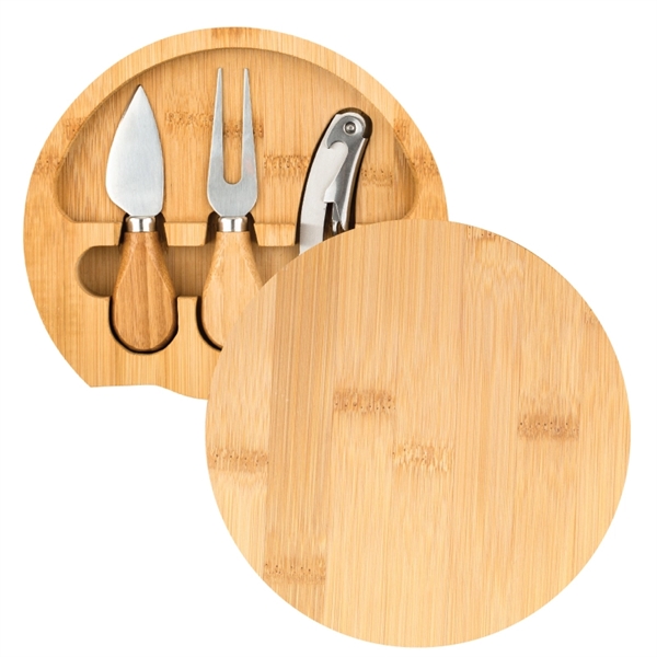 Eco-friendly bamboo cutting board set with pointed tip cheese knife, cheese... from ASI 57655 STOPNGO Line