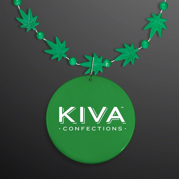 Weed Necklace Pot Leaf with Medallion (NON-Light Up); Imprint Pricing... from ASI 34194 ALightPromos