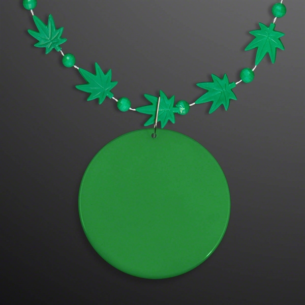 Weed Necklace Pot Leaf with Medallion (NON-Light Up); Imprint Pricing... from ASI 34194 ALightPromos