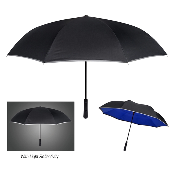 Inversion umbrella with an inverted design, contrasting underside, and reflective edge.... from ASI 61125 Hit Promotional Products / Hit®