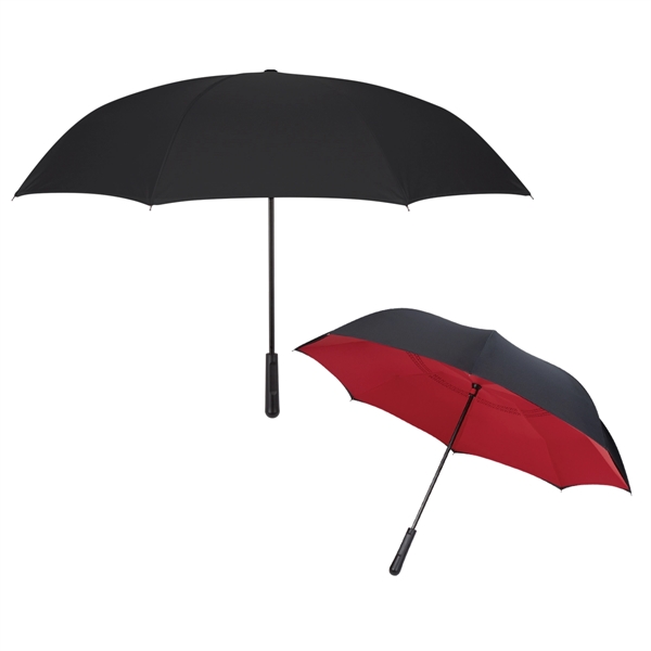 Black manual open umbrella with inverted design, 48" arc and metal... from ASI 61125 Hit Promotional Products / Hit®