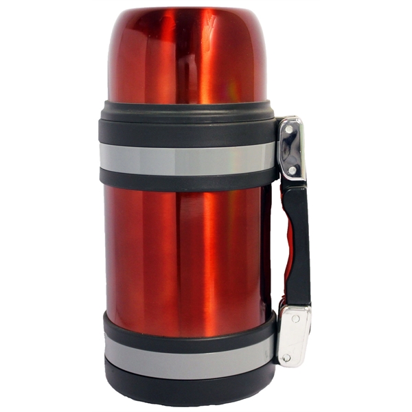 Stainless steel themal bottle, wide mouth, double wall construction, red coated... from ASI 36988 Artek USA Inc