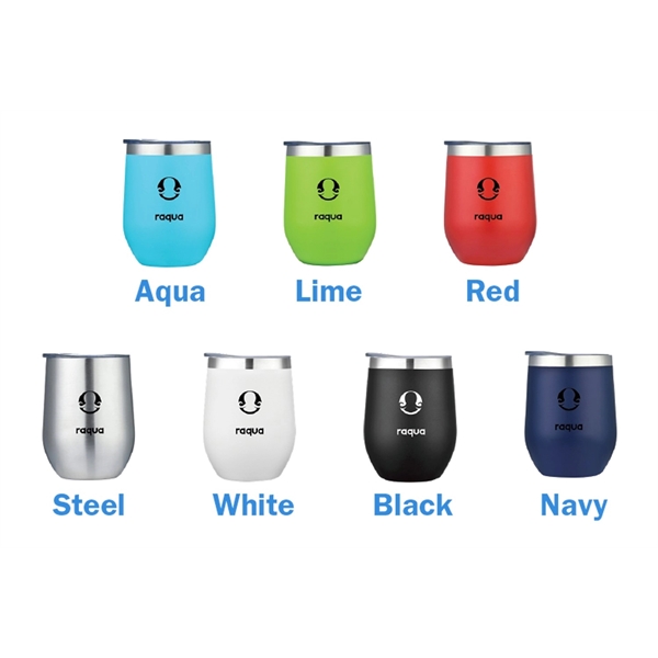 4.5" x 3" 12-ounce insulated stainless steel stemless wine tumbler with... from ASI 36558 Aprons, Etc.