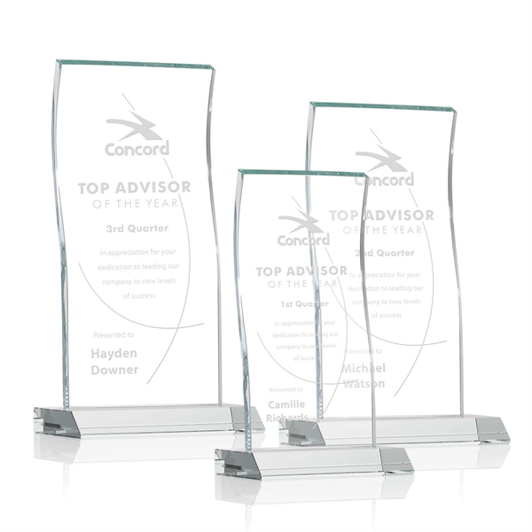 Tall Vertical 0.5” thick Starfire Crystal Tower that elegantly curves and... from ASI 84592 St Regis Group / St Regis