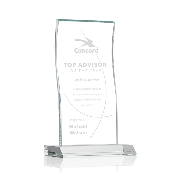 Tall Vertical 0.5” thick Starfire Crystal Tower that elegantly curves and... from ASI 84592 St Regis Group / St Regis