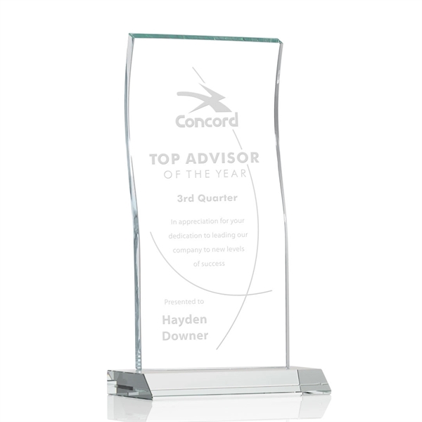 Tall Vertical 0.5” thick Starfire Crystal Tower that elegantly curves and... from ASI 84592 St Regis Group / St Regis