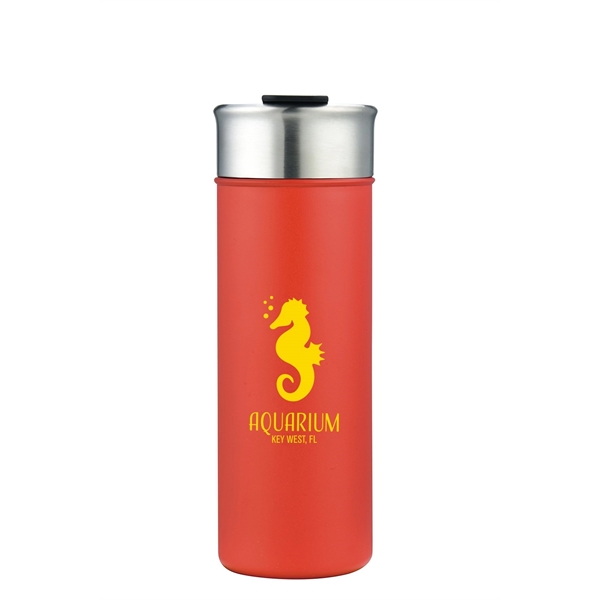 8" x 2.5" 18-ounce vacuum-insulated stainless steel sports bottle with flip-top... from ASI 36558 Aprons, Etc.