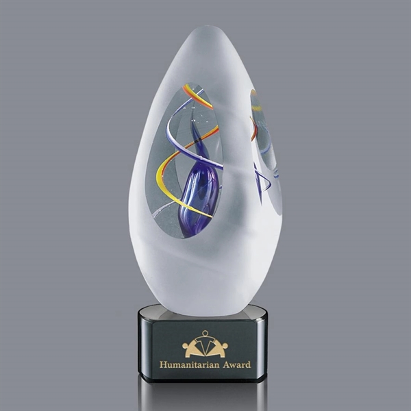 Frosted hand blown art glass award on a clear or ebony... from ASI 84592 St Regis Group / St Regis