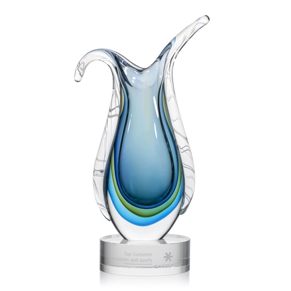 Hand blown 11 1/2" high art glass award on a clear... from ASI 84592 St Regis Group / St Regis