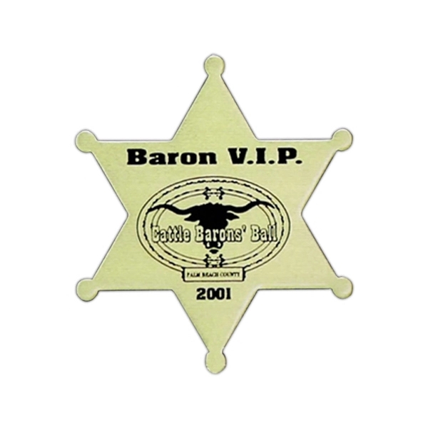 2 1/4"x 2 5/8" Six Point Star Badge with a one... from ASI 41080 Nelson Boone Co Inc / Alumaline® & Brass