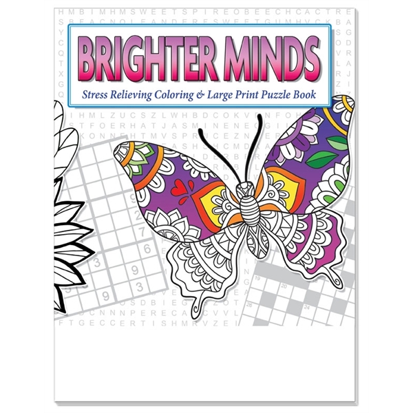 Brighter minds stress relieving coloring & large print puzzle book relax... from ASI 45815 Coloring Book Solutions / Coloring Book Solutions™ LivRite