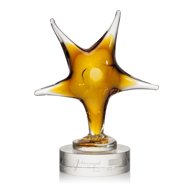 Hand blown 10 1/2" art glass award on a clear optical... from ASI 84592 St Regis Group / St Regis