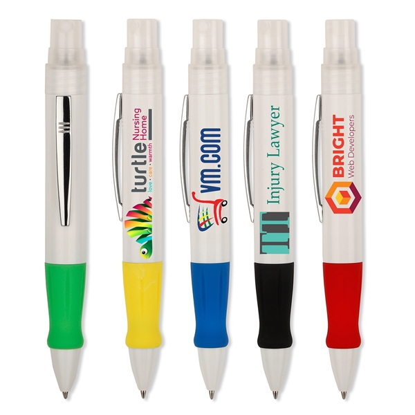 Our SANI-WRITER WHITE 2 IN 1-FULL COLOR IMPRINT Sanitizer Pen Combo... from ASI 90859 Tempo Industries Inc / Tempo