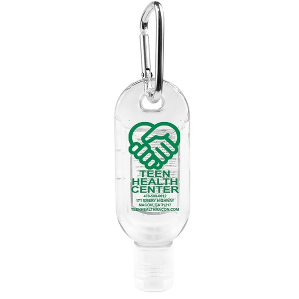 Bottle of 1.8 oz. citrus scented antibacterial sanitizer gel with carabiner... from ASI 62660 Innovation Line