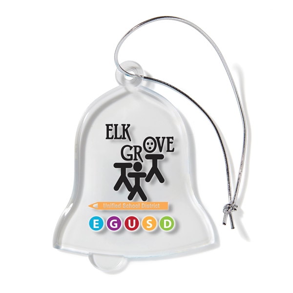 A USA-Made clear acrylic ornament in the shape of a bell,... from ASI 46170 Compass Industries Inc