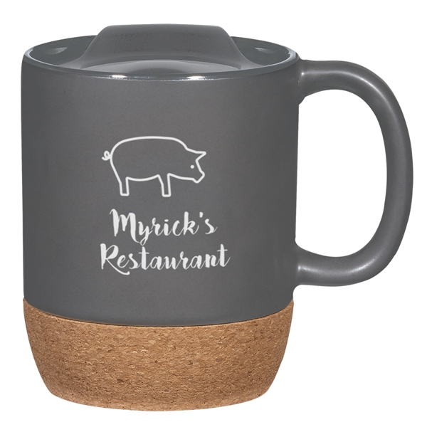 14 oz. mug with cork base that protects hands and surfaces... from ASI 61125 Hit Promotional Products / Hit®