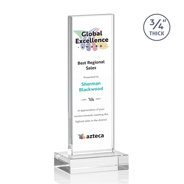 Starfire Crystal Award features a bold vertical pane with large imprint... from ASI 84592 St Regis Group / St Regis