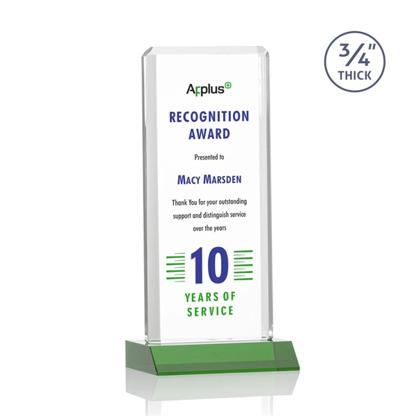 The Southport Award features a beveled Starfire Crystal with a Green... from ASI 84592 St Regis Group / St Regis